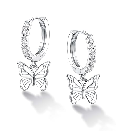 Chriscoco Ohrringe Silber 925 Hängend Ohrringe Silber 925 Creolen mit Herz/Schmetterling/Stern Anhänger Ohrringe Silber Hängend Hypoallergene Creolen Ohrringe für Damen Mädchen - Mit Schmuckschatulle Chriscoco Ohrringe Silber 925 Hängend Ohrringe Silber 925 Creolen mit Herz/Schmetterling/Stern Anhänger Ohrringe Silber Hängend Hypoallergene Creolen Ohrringe für Damen Mädchen - Mit Schmuckschatulle von Chriscoco