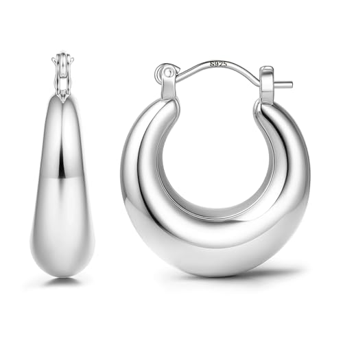 Chriscoco Creolen Ohrringe Silber 925 für Damen, 14 Karat Vergoldet Hypoallergene Goldene Ohrringe Creolen Gold/Silber Damenohrringe, 25MM-S von Chriscoco