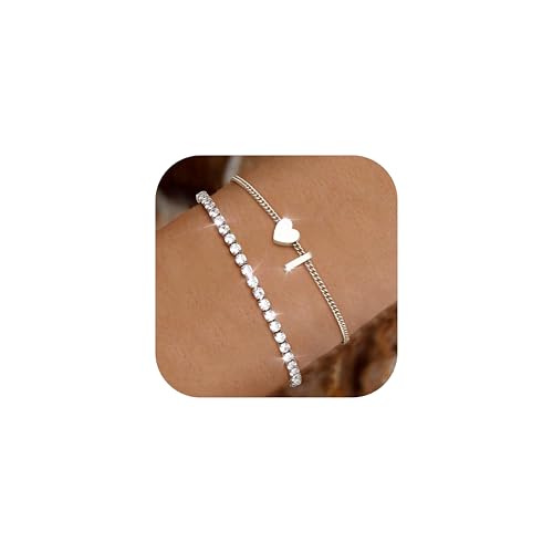 Chriscoco Armband Damen Silber 14 Karat Vergoldet Armband Mit Buchstaben Edelstahl Verstellbare Herz Armbänder Armkette Wasserfest Personalisiertes Tennisarmband Für Frauen Mädchen I Chriscoco Armband Damen Silber 14 Karat Vergoldet Armband Mit Buchstaben Edelstahl Verstellbare Herz Armbänder Armkette Wasserfest Personalisiertes Tennisarmband Für Frauen Mädchen I von Chriscoco