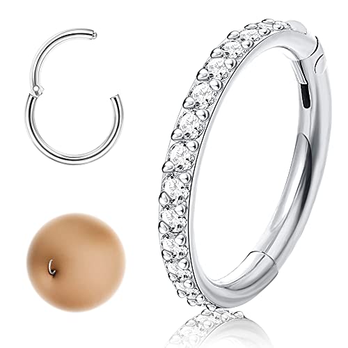 Christcoco 14G Bauchnabelpiercing Ring Chirurgenstahl CZ Bauchnabelpiercing Hoop Hinged Clicker Belly Button Piercing Schmuck Frauen 10mm von Chriscoco