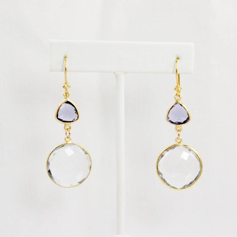 Bergkristall Und Tanzanit Quarz Große Tropfen Ohrringe Bergkristall Und Tanzanit Quarz Große Tropfen Ohrringe von ChrissyChapinJewelry