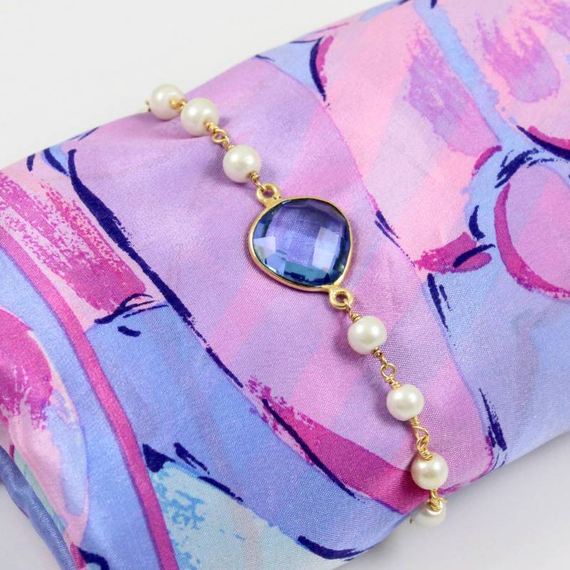 Blauer Quarz Und Perle Armband Blauer Quarz Und Perle Armband von ChrissyChapinJewelry