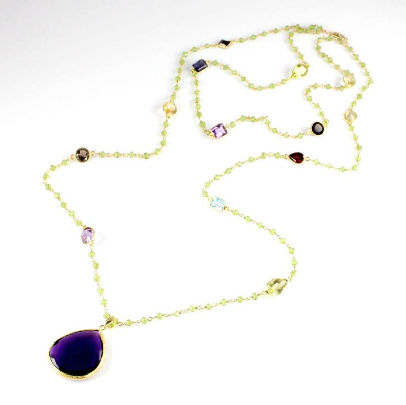 Große Amethyst Quarz Anhänger Und Peridot Kette Halskette Große Amethyst Quarz Anhänger Und Peridot Kette Halskette von ChrissyChapinJewelry
