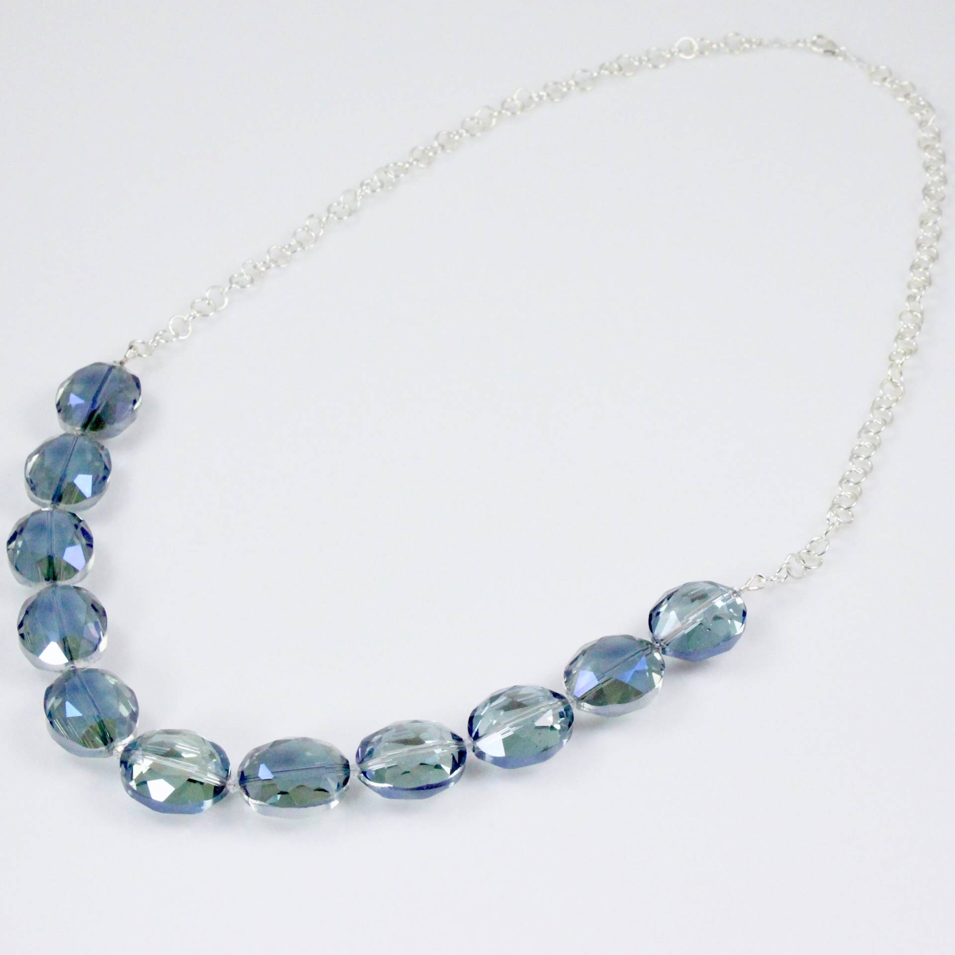 Große Blaue Kristall Halskette Mit Sterling Silber Kette von ChrissyChapinJewelry