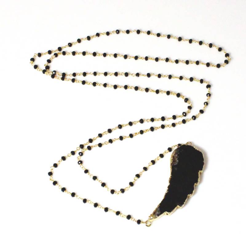 Große Schwarze Achat Engel Flügel Halskette Auf Einem Schwarzen Spinell Und Vermeil Kette Große Schwarze Achat Engel Flügel Halskette Auf Einem Schwarzen Spinell Und Vermeil Kette von ChrissyChapinJewelry