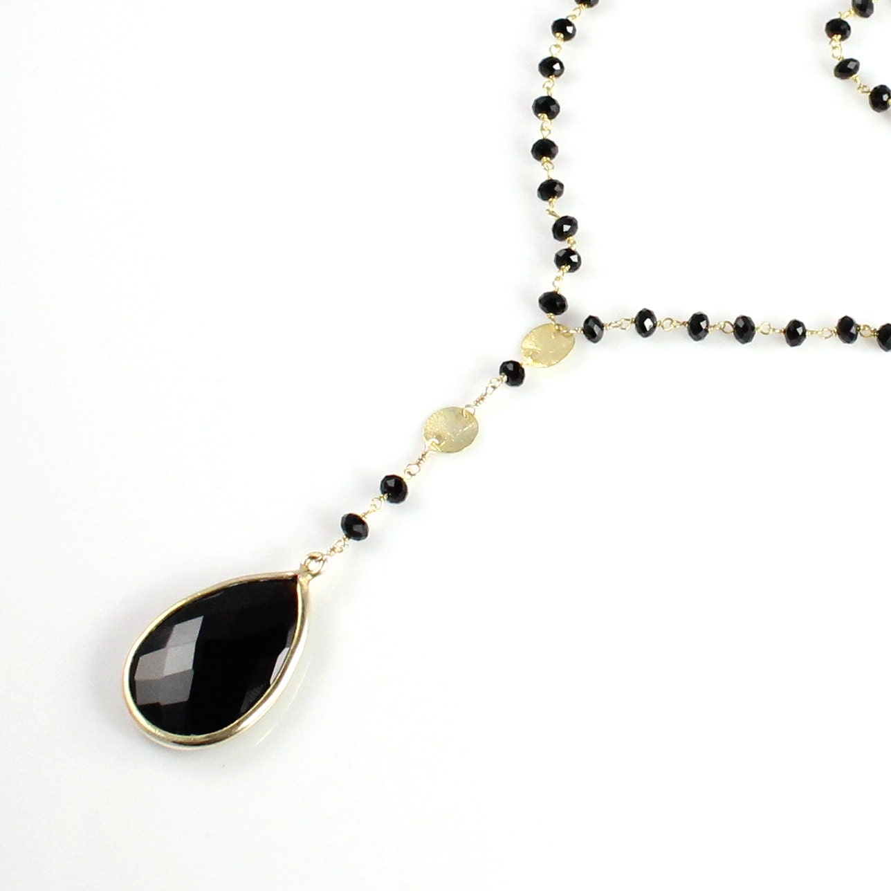 Onyx Tropfen Anhänger Halskette von ChrissyChapinJewelry