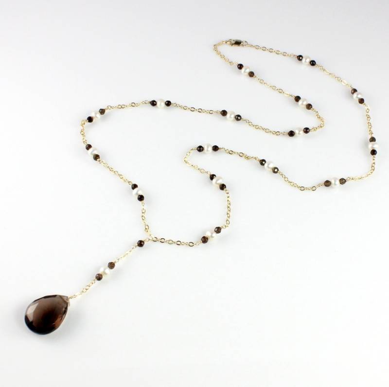 Rauchquarz Tropfen Anhänger Halskette Rauchquarz Tropfen Anhänger Halskette von ChrissyChapinJewelry