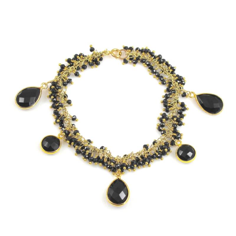 Schwarze Spinell Perlen Charm Armband von ChrissyChapinJewelry