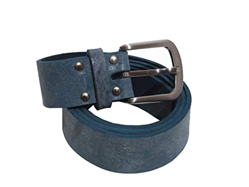 Ledergürtel aus hochwertigem Vollrindleder 4 cm breit blau aus eigener Fertigung (105) von Chrissys-in
