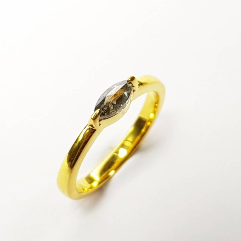 0, 50 Karat Custom Salz Und Pfeffer Diamant Verlobungsring Halo 14K Weißgold Marquise Geschnitten Rosecut Rose 0, 50 Karat Custom Salz Und Pfeffer Diamant Verlobungsring Halo 14K Weißgold Marquise Geschnitten Rosecut Rose von ChristGemsandJewels