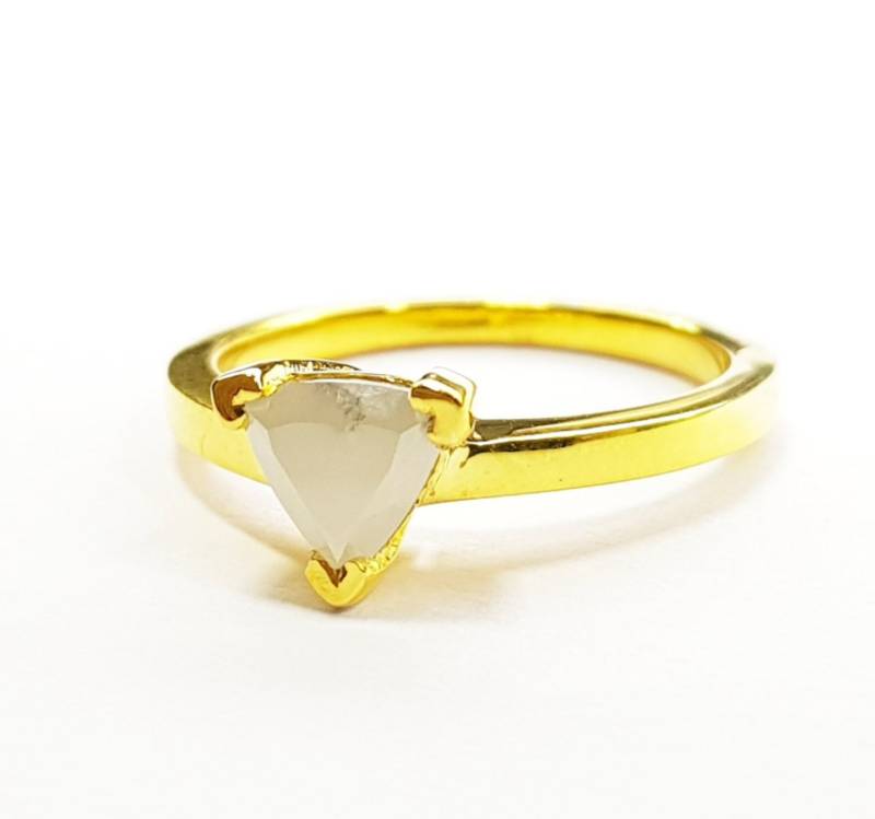 1, 07 Ct Natürliche Rose Geschnitten Dreieck Diamant Ring, Prong Verlobungsring, Ausgefallene Milchige Farbe 14 K Weißgold 1, 07 Ct Natürliche Rose Geschnitten Dreieck Diamant Ring, Prong Verlobungsring, Ausgefallene Milchige Farbe 14 K Weißgold von ChristGemsandJewels