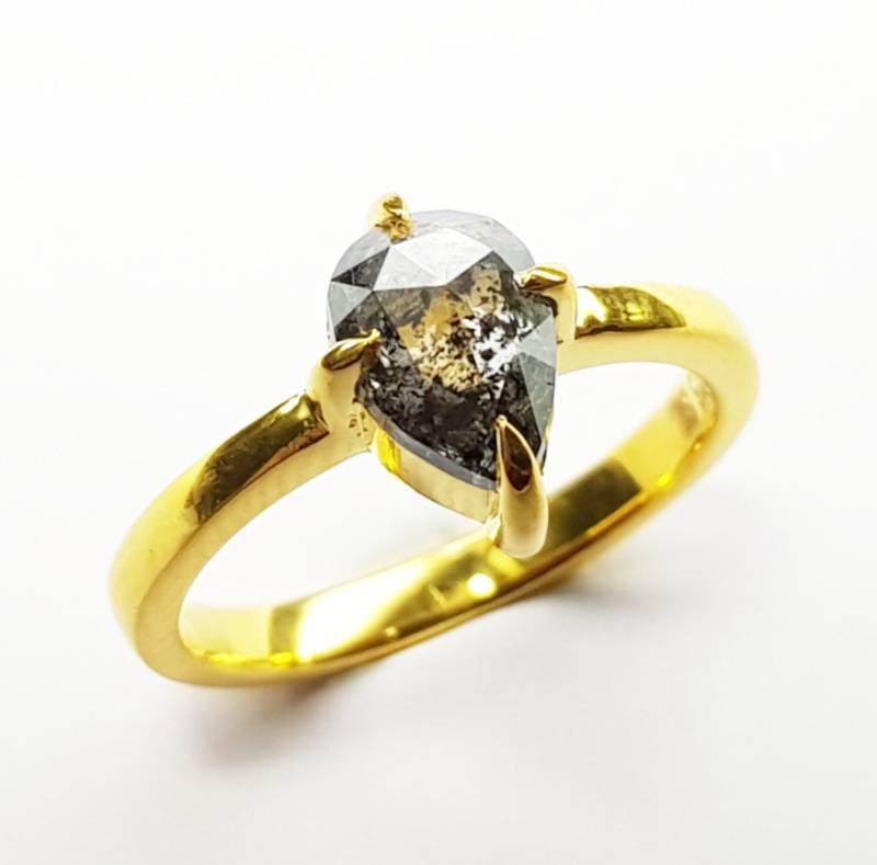 1, 29 Karat Custom Salz Und Pfeffer Diamant Verlobungsring 14K Gold Platin Solitär 4 Oder 6 Zangen Halbe Ewigkeit Pflaster von ChristGemsandJewels