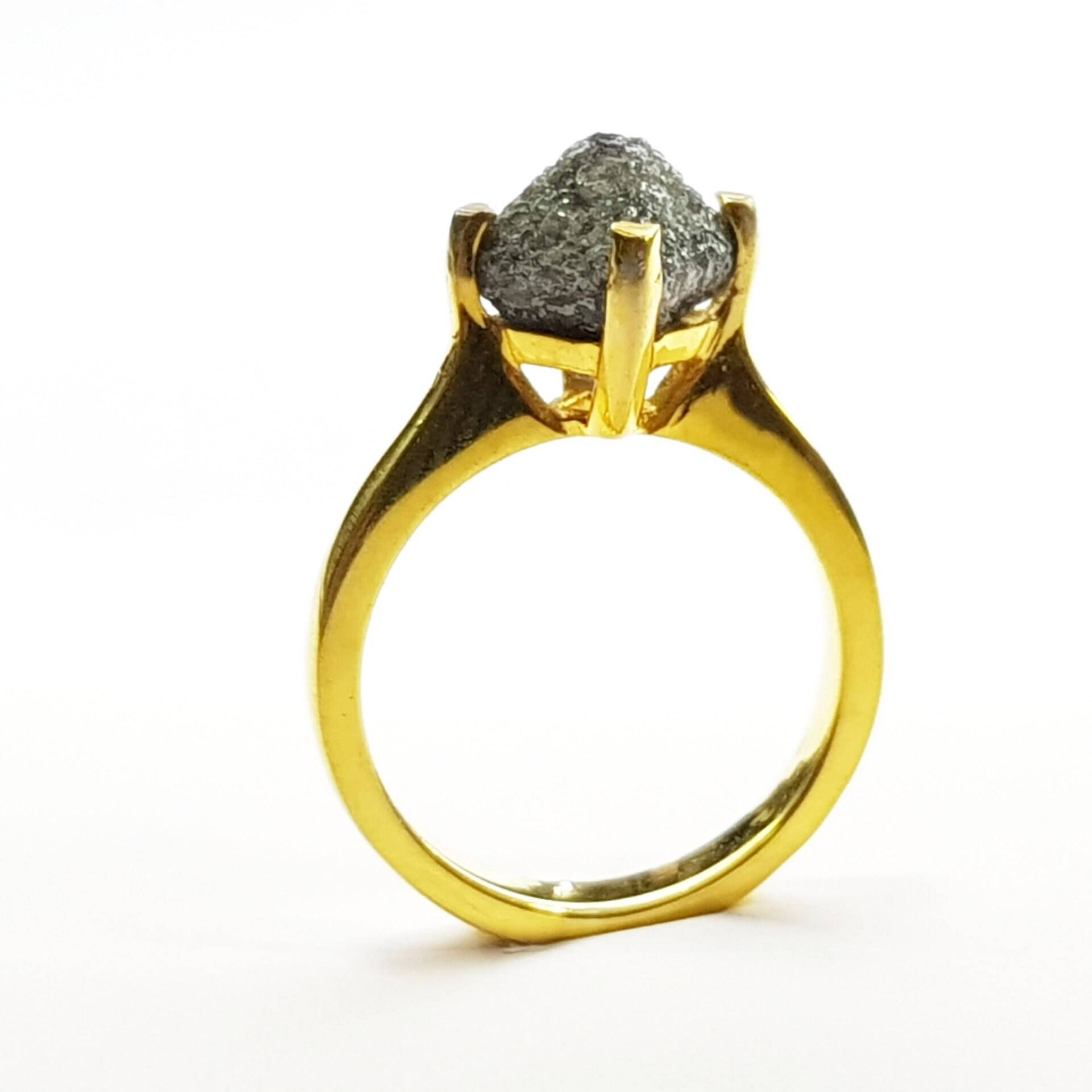 3, 85 Ct Natürliche Kristall Raue Diamant Ring, Prong Crystal Rohdiamant Verlobungsring, Ausgefallene Graue Farbe 14K Weiß & Gelb Gold 3, 85 Ct Natürliche Kristall Raue Diamant Ring, Prong Crystal Rohdiamant Verlobungsring, Ausgefallene Graue Farbe 14K Weiß & Gelb Gold von ChristGemsandJewels