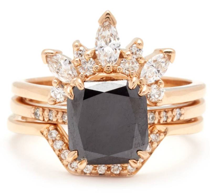 Kissen Geformt Verlobungsring Set Für Frauen Zange Vintage Rose Gold Halbe Ewigkeit Gebogen Hochzeit Band Einzigartige Jahrestagsgeschenk 1.50 Ct von ChristGemsandJewels