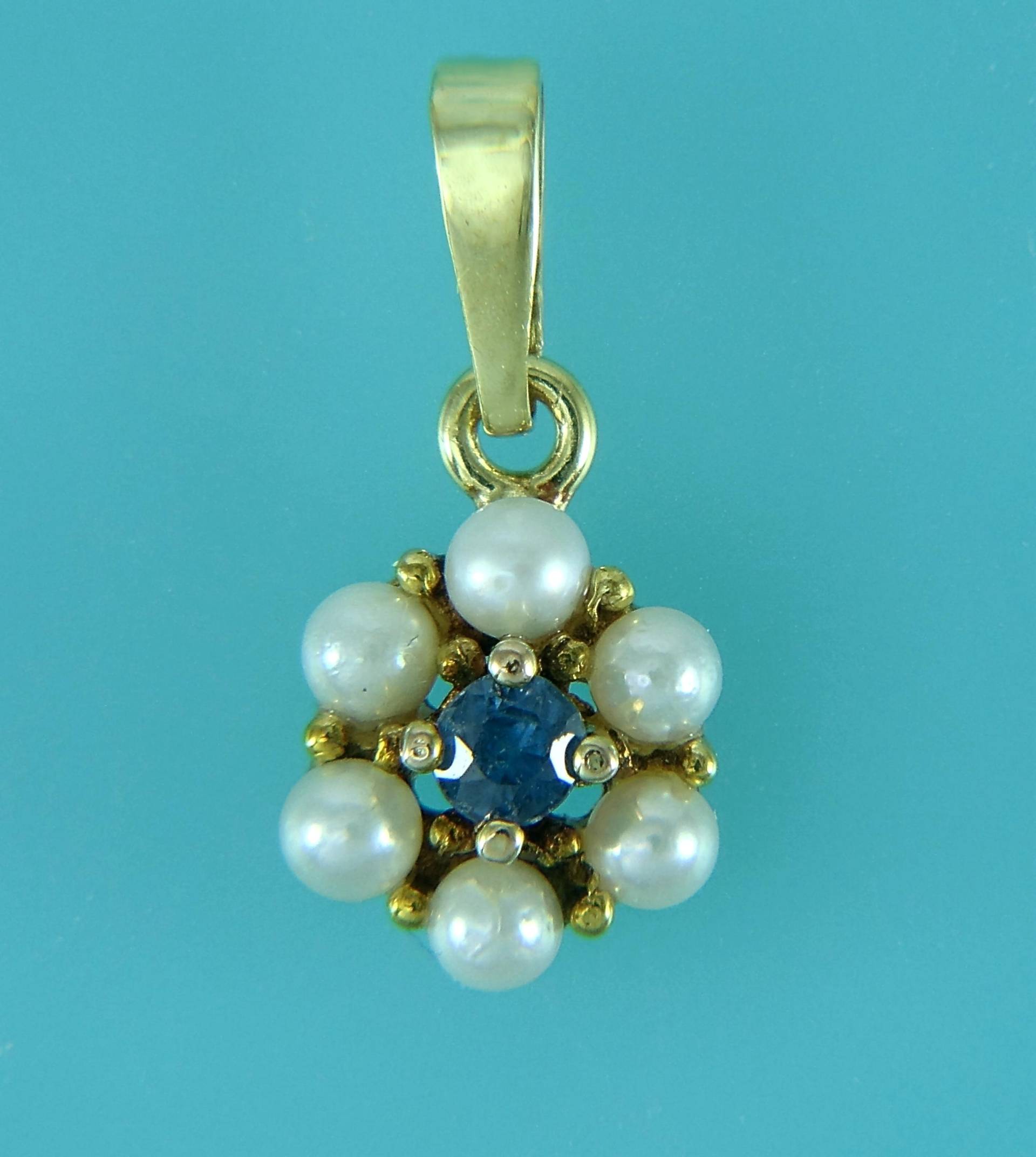 Anhänger Perlen Mit Saphir Gold 333, Perlanhänger Kettenanhänger 333 Anhänger Perlen Mit Saphir Gold 333, Perlanhänger Kettenanhänger 333 von ChristallaDesign