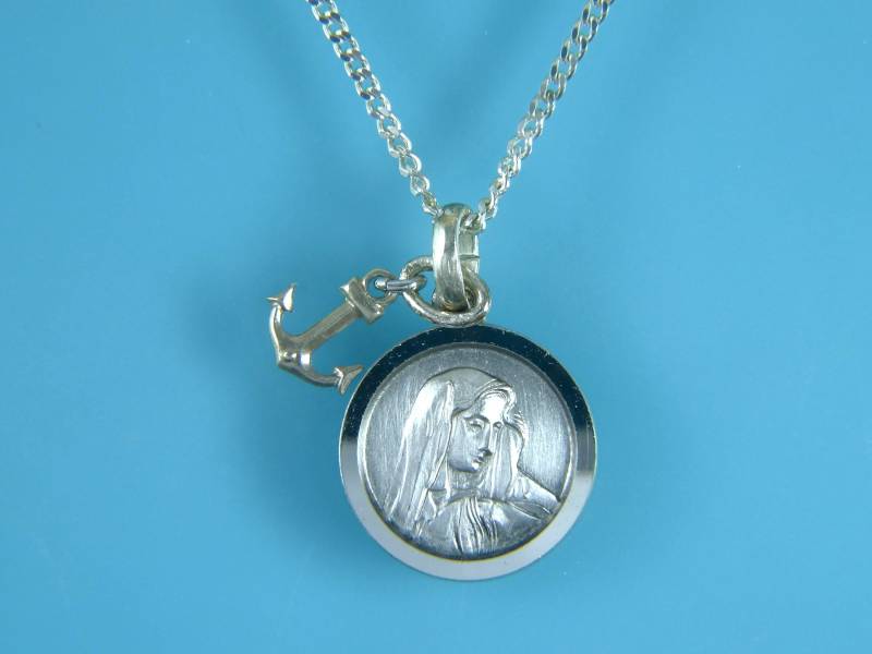 Madonna-Anhänger Silber Mit Anker Und Kette von ChristallaDesign