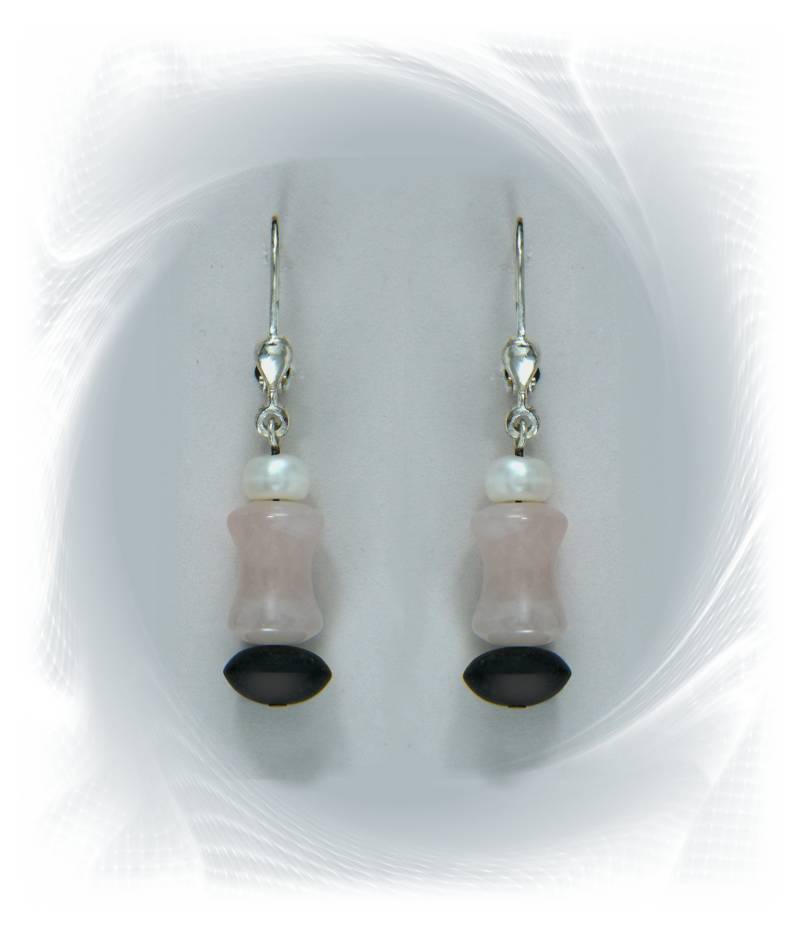 Ohrschmuck, Ohrhänger, Edelsteinohrhänger, Ohrhänger Silber, Mit Rosenquarz von ChristallaDesign