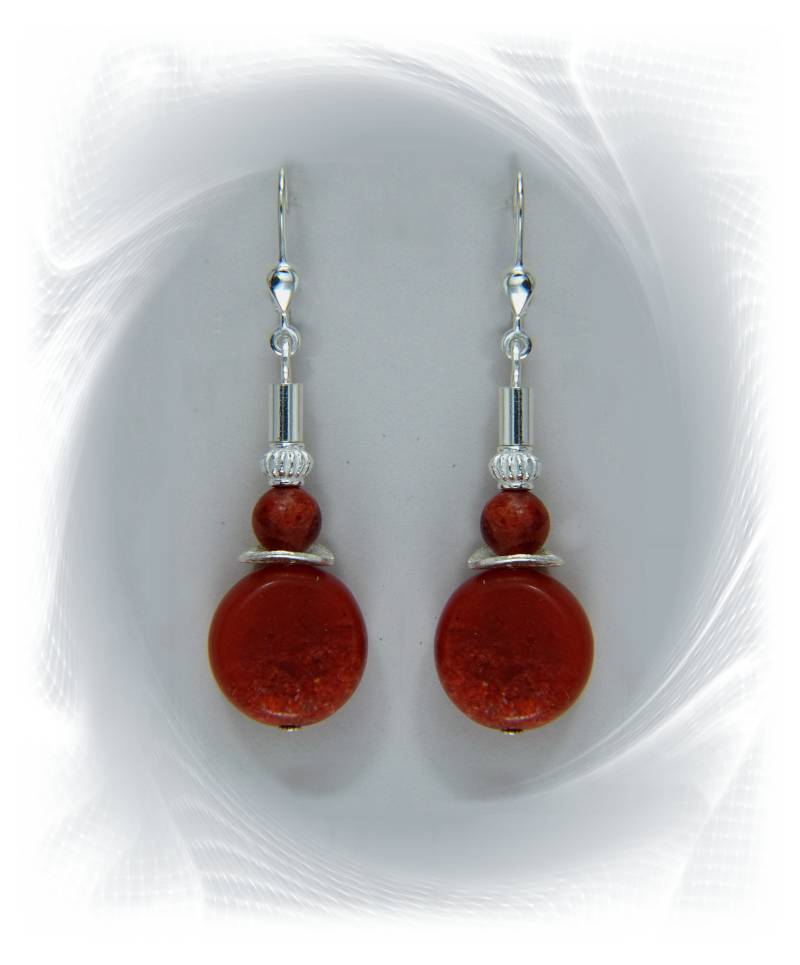 Ohrschmuck, Ohrhänger, Korallohrhänger, Korallohrhänger Silber von ChristallaDesign