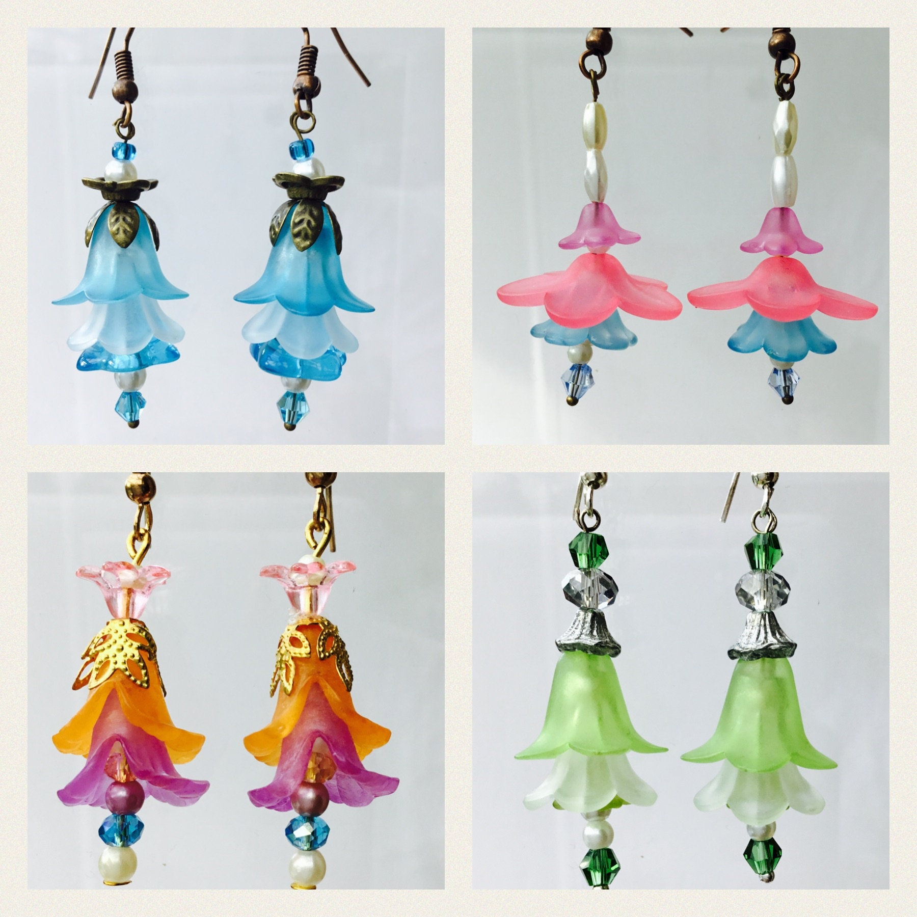Lucite Blumen Ohrringe Set Vintage Style Sommerschmuck Lucite Blumen Ohrringe Set Vintage Style Sommerschmuck von ChristelleCreations
