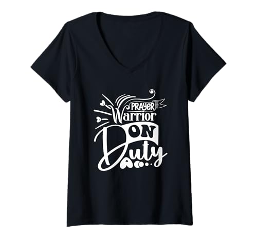 Damen Gebetskrieger Christliches Glaube Jesus Kreuz Shirt T-Shirt mit V-Ausschnitt von Christen Gebet Krieger Glaube Bibel Kreuz Jesus