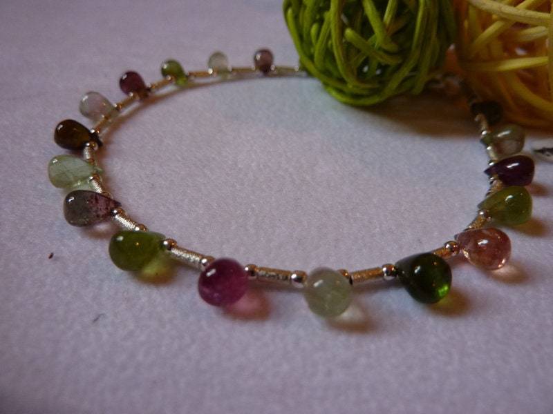 Armband Silber, Bunteturmalintröpfchen von ChristhoSchmuck