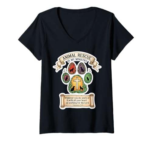 Damen Christian Animal Rescue ist Mein freiwilliger Gott für Ministeriumsbeamte T-Shirt mit V-Ausschnitt Damen Christian Animal Rescue ist Mein freiwilliger Gott für Ministeriumsbeamte T-Shirt mit V-Ausschnitt von Christian Animal Rescue Officer Volunteer Products