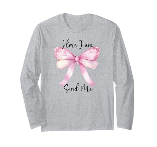 Here I Am Send Me Women Here I Am Lord Send Me Isaiah 6:8 Langarmshirt von Christian Apparel Here I Am Send Me Shirt Women