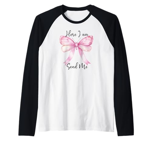 Here I Am Send Me Women Here I Am Lord Send Me Isaiah 6:8 Raglan von Christian Apparel Here I Am Send Me Shirt Women
