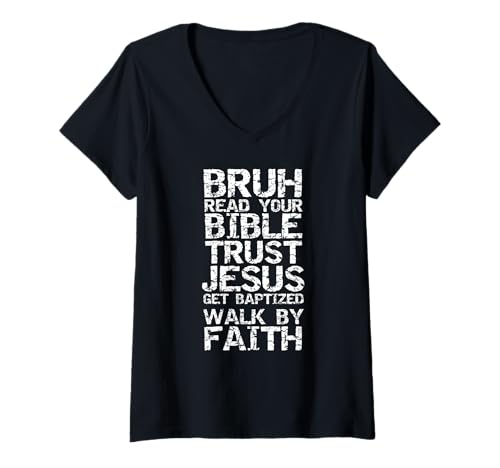 Damen Funny Christian Shirt Faith Gift Idea Inspirational Jesus T-Shirt mit V-Ausschnitt von Christian Apparel for Women Jesus Clothes for Men