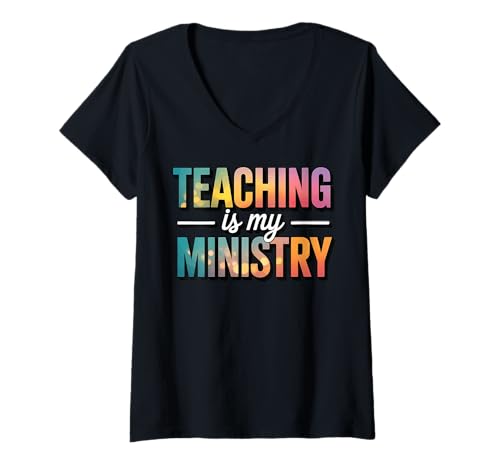 Damen Teaching is My Ministry T-Shirt mit V-Ausschnitt Damen Teaching is My Ministry T-Shirt mit V-Ausschnitt von Christian Ausbildung Glaube Ministerium Pastor