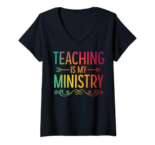 Damen Teaching is My Ministry T-Shirt mit V-Ausschnitt Damen Teaching is My Ministry T-Shirt mit V-Ausschnitt von Christian Ausbildung Glaube Ministerium Pastor