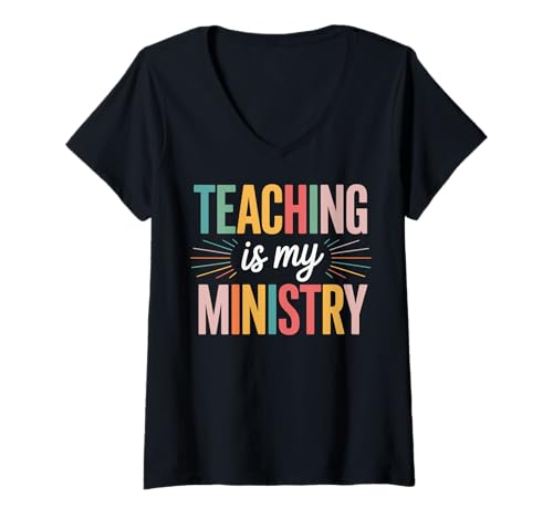 Damen Teaching is My Ministry T-Shirt mit V-Ausschnitt Damen Teaching is My Ministry T-Shirt mit V-Ausschnitt von Christian Ausbildung Glaube Ministerium Pastor
