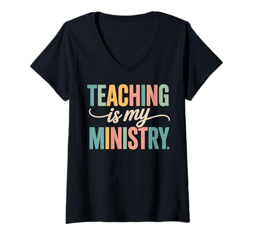 Damen Teaching is My Ministry T-Shirt mit V-Ausschnitt Damen Teaching is My Ministry T-Shirt mit V-Ausschnitt von Christian Ausbildung Glaube Ministerium Pastor