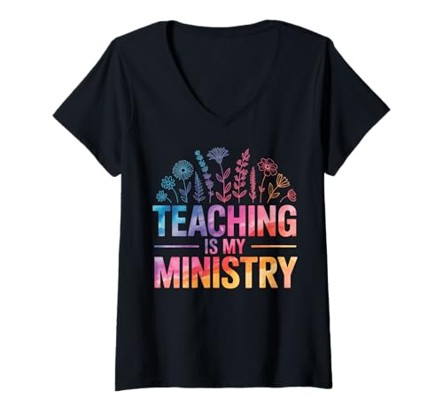 Damen Teaching is My Ministry T-Shirt mit V-Ausschnitt Damen Teaching is My Ministry T-Shirt mit V-Ausschnitt von Christian Ausbildung Glaube Ministerium Pastor