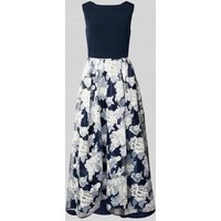Christian Berg Cocktail Abendkleid mit Rundhalsausschnitt und rückseitigem Reißverschluss in Marine Melange, Größe 42 von Christian Berg Cocktail