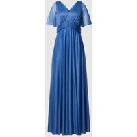 Christian Berg Cocktail Abendkleid mit V-Ausschnitt in Bleu Melange, Größe 34 von Christian Berg Cocktail
