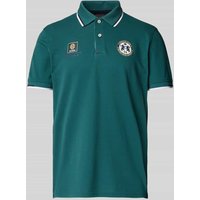 Christian Berg Men Poloshirt mit kurzer Knopfleiste und Label-Prints in Metallic Gruen, Größe XXL von Christian Berg Men