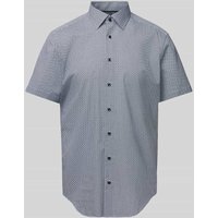 Christian Berg Men Regular Fit Business-Hemd mit Allover-Muster in Marine, Größe 43/44 von Christian Berg Men
