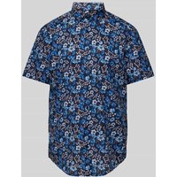 Christian Berg Men Regular Fit Freizeithemd mit Allover-Print in Marine, Größe 39/40 von Christian Berg Men