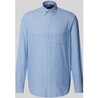 Christian Berg Men Regular Fit Flanellhemd mit Button-Down-Kragen in Metallic Blue, Größe XXL von Christian Berg Men