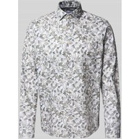 Christian Berg Men Regular Fit Freizeithemd mit floralem Allover-Print in Weiss, Größe 41/42 von Christian Berg Men