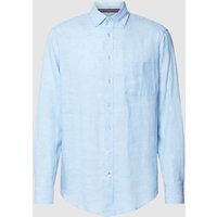 Christian Berg Men Regular Fit Leinenhemd mit Button-Down-Kragen in Bleu, Größe S von Christian Berg Men