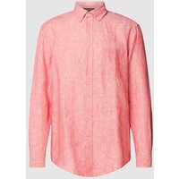 Christian Berg Men Regular Fit Leinenhemd mit Button-Down-Kragen in Hellrot, Größe XXXL von Christian Berg Men