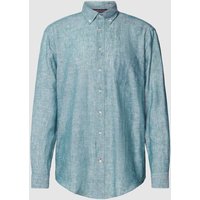 Christian Berg Men Regular Fit Leinenhemd mit Button-Down-Kragen in Metallic Gruen, Größe XL von Christian Berg Men