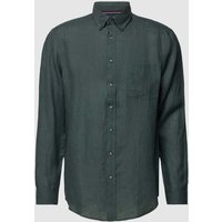 Christian Berg Men Regular Fit Leinenhemd mit Button-Down-Kragen in Stein, Größe M von Christian Berg Men