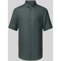 Christian Berg Men Regular Fit Leinenhemd mit Button-Down-Kragen in Stein, Größe XXL von Christian Berg Men