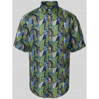 Christian Berg Men Regular Fit Leinenhemd mit floralem Muster in Marine, Größe XL von Christian Berg Men