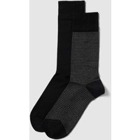 Christian Berg Men Socken mit Hahnentrittmuster im 2er-Pack in Black, Größe 39/42 von Christian Berg Men