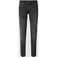 Christian Berg Men Straight Fit Jeans mit Brand-Detail in Mittelgrau, Größe 31/32 von Christian Berg Men