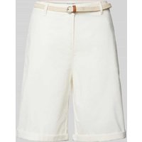 Christian Berg Woman Bermudas in unifarbenem Design mit Gürtel in Offwhite, Größe 36 von Christian Berg Woman